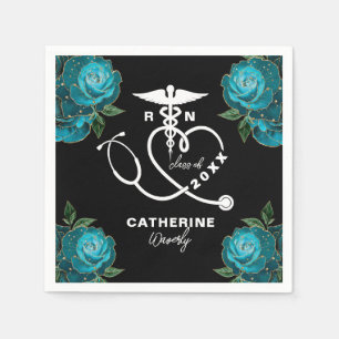 Serviette En Papier Turquoise Floral Nursing School