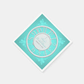 Serviette En Papier Turquoise florale autour de l'horloge Douche Napki (Coin)