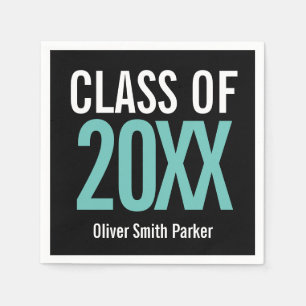 Serviette En Papier Turquoise Gras Moderne Graduation TOUTE ANNÉE