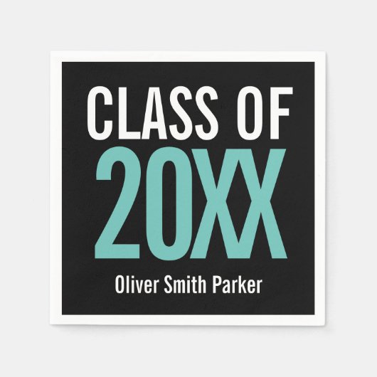 Serviette En Papier Turquoise Gras Moderne Graduation TOUTE ANNÉE (Devant)