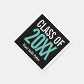 Serviette En Papier Turquoise Gras Moderne Graduation TOUTE ANNÉE (Coin)