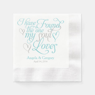 Serviette En Papier Turquoise Grey My Soul Aime Heart Mariage