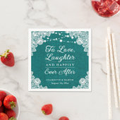 Serviette En Papier Turquoise Joyeux Jour Après Mariage Napkins (En situation)