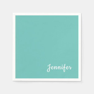 Serviette En Papier Turquoise léger tendance moderne minimaliste Nom c