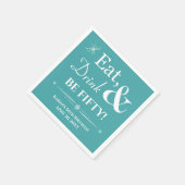 Serviette En Papier Turquoise Manger Boire Be Fifty Retro 50e Annivers (Coin)