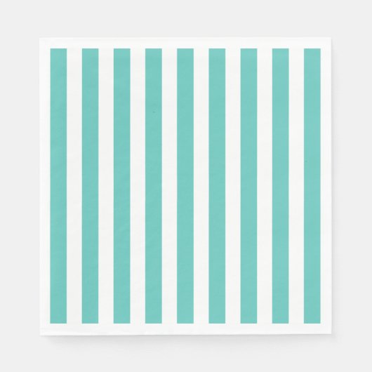 Serviette En Papier Turquoise marine et blanc rayé (Devant)