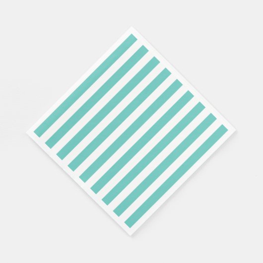 Serviette En Papier Turquoise marine et blanc rayé (Coin)