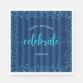 Serviette En Papier Turquoise marine parties scintillant d'anniversair (Devant)