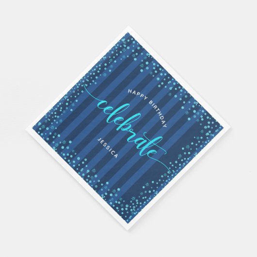 Serviette En Papier Turquoise marine parties scintillant d'anniversair (Coin)