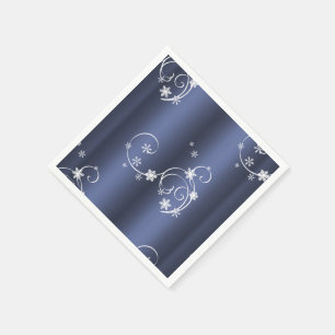 Serviette En Papier Turquoise métallique, Fils blancs Noël