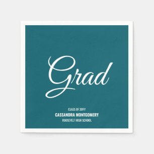 Serviette En Papier Turquoise minimaliste Moderne Graduation Party