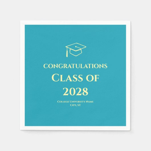 Serviette En Papier Turquoise Modern Congratulations Graduation Party (Devant)