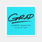 Serviette En Papier Turquoise Moderne Dashed Graduation (Devant)