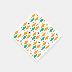 Serviette En Papier Turquoise moderne d'orange de diamants d'ère de l