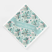 Serviette En Papier Turquoise Noël Holly Berries Motif#17 ID1009 (Coin)