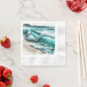 Serviette En Papier Turquoise Ocean Waves Mariage personnalisé (En situation)