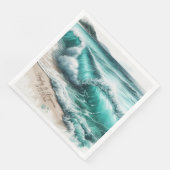 Serviette En Papier Turquoise Ocean Waves Mariage personnalisé (Coin)