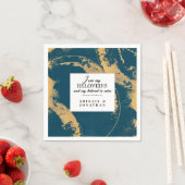 Serviette En Papier Turquoise or moderne Art Mariage Bible Verse (En situation)