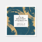 Serviette En Papier Turquoise or moderne Art Mariage Bible Verse (Devant)