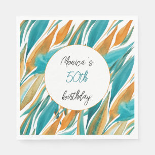Serviette En Papier Turquoise Orange Art Beau De L'automne
