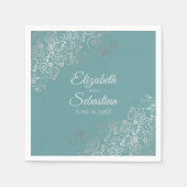 Serviette En Papier Turquoise ou Turquoise Silver Frills Mariage éléga (Devant)