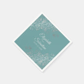 Serviette En Papier Turquoise ou Turquoise Silver Frills Mariage éléga (Coin)
