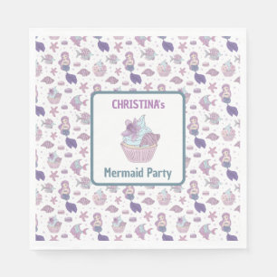 Serviette En Papier Turquoise Purple Sirène Anniversaire Fête Mer thèm