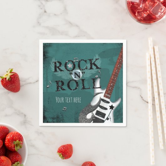 Serviette En Papier Turquoise Rock N Roll Star Anniversday Party Event (En situation)