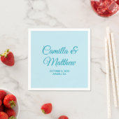 Serviette En Papier Turquoise Romantique Script Mariage personnalisé s (En situation)