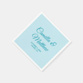 Serviette En Papier Turquoise Romantique Script Mariage personnalisé s (Coin)