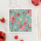 Serviette En Papier Turquoise rose moderne Floral Patal Party (En situation)