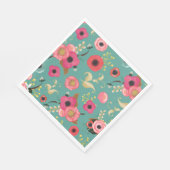 Serviette En Papier Turquoise rose moderne Floral Patal Party (Coin)