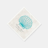 Serviette En Papier Turquoise Rustic Seashell Mariage (Coin)
