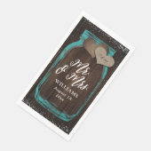 Serviette En Papier Turquoise Rustic Wood Mason Jar Mr & Mrs Mariage (Coin)