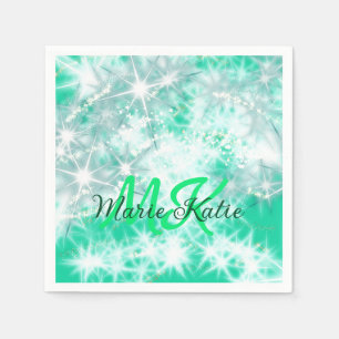 Serviette En Papier Turquoise sarcelle agate aqua monogramme ajouter l