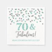 Serviette En Papier Turquoise Silver Confetti 70 & Fabuleux (Devant)