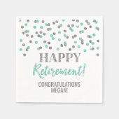 Serviette En Papier Turquoise Silver Confetti joyeuse retraite (Devant)