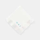 Serviette En Papier Turquoise Simple Bride & Groom Initials Mariage (Coin)