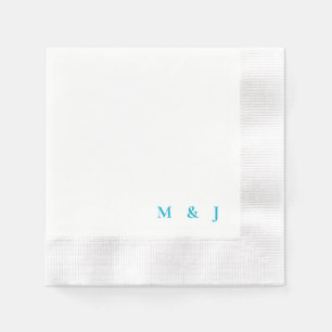 Serviette En Papier Turquoise Simple Bride & Groom Initials Mariage