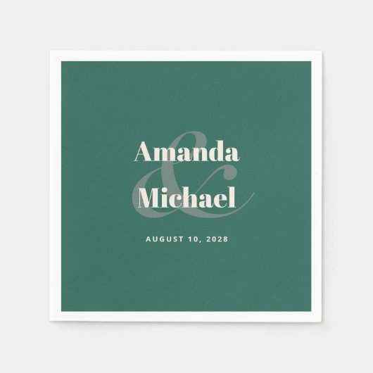 Serviette En Papier Turquoise simple minimaliste moderne Mariage (Devant)
