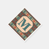 Serviette En Papier Turquoise Terracotta Monogram (Coin)