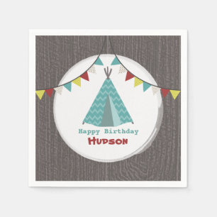 Serviette En Papier Turquoise Tipi serviettes d'anniversaire