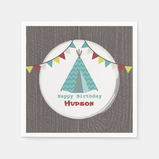 Serviette En Papier Turquoise Tipi serviettes d'anniversaire (Devant)