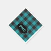 Serviette En Papier Turquoise Turquoise Bleu Bleu Buffalo Plaid Monogr (Coin)