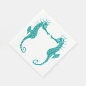 Serviette En Papier Turquoise Turquoise Détails Seahorse Beach Mariage (Coin)