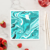 Serviette En Papier Turquoise, Turquoise et Marbre blanc (En situation)