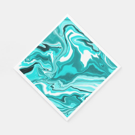 Serviette En Papier Turquoise, Turquoise et Marbre blanc (Coin)