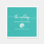 Serviette En Papier Turquoise Turquoise Seashell Beach Destination Mar (Devant)