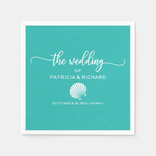 Serviette En Papier Turquoise Turquoise Seashell Beach Destination Mar (Devant)
