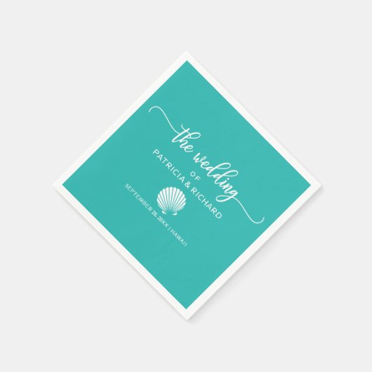 Serviette En Papier Turquoise Turquoise Seashell Beach Destination Mar (Coin)